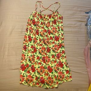 Calvin Klein Women’s Yellow Pink Floral Trapeze Swing Shift Mini Dress Size 2